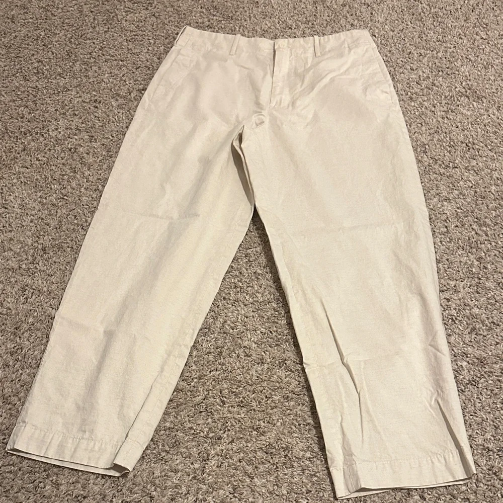 Zara Men's Cream Cotoon-Linen Pants